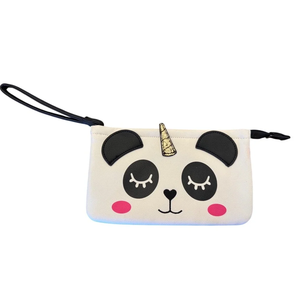 Luv Betsey by Betsey Johnson Panda Unicorn Wristlet Clutch Pouch White Black